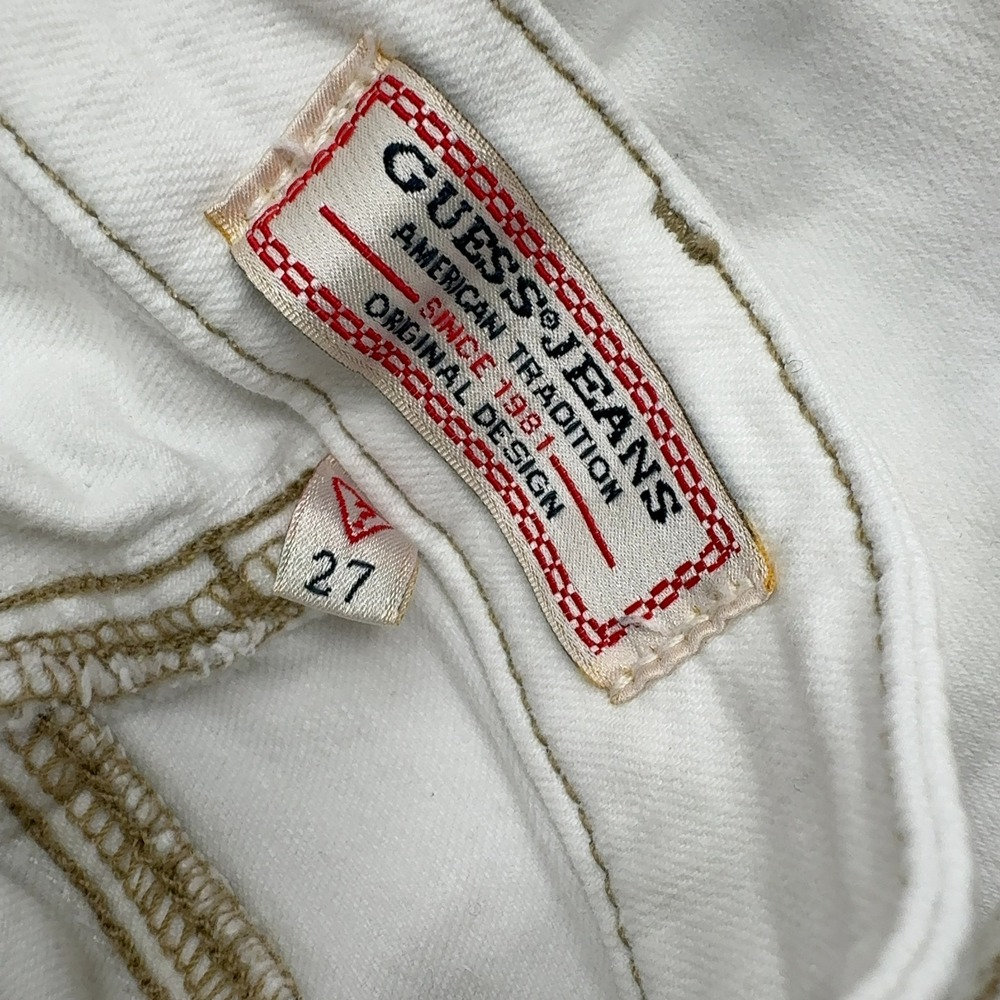 Guess Overalls Womens 29 White Cotton Distressed Ripped Slim Casual Streetwear - Picture 8 of 10
